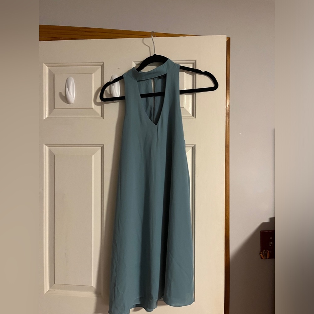 LULUS: Beautiful Turquoise Silk-like Dress